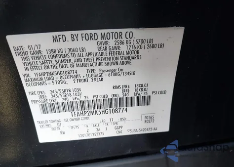 2017 Ford Police Interceptor from USA, damaged, VIN 1FAHP2MK5HG108774